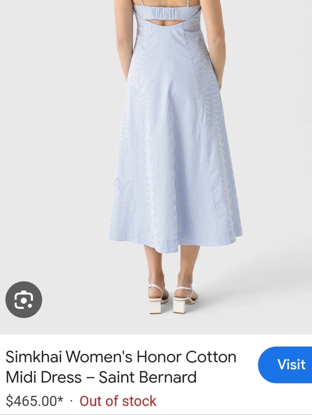 Nwot 2026 Simkhai HONOR Cotton Button Up Striped Dress Hydrangea Blue 6 - Picture 9 of 9
